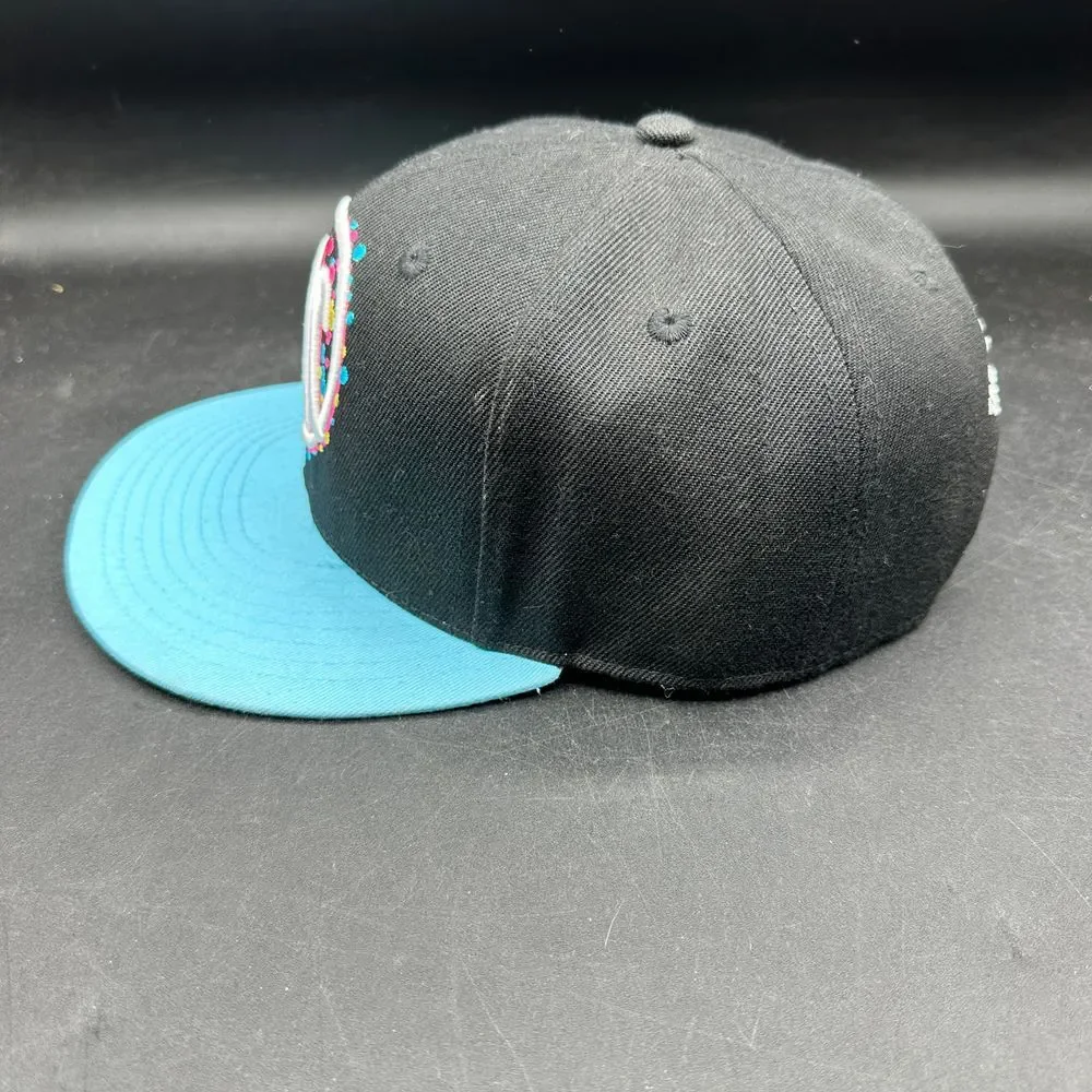 TAC Splat‎ Hat Snapback Checker Multicolor Brim Black Blue O/S Party  90s Skater